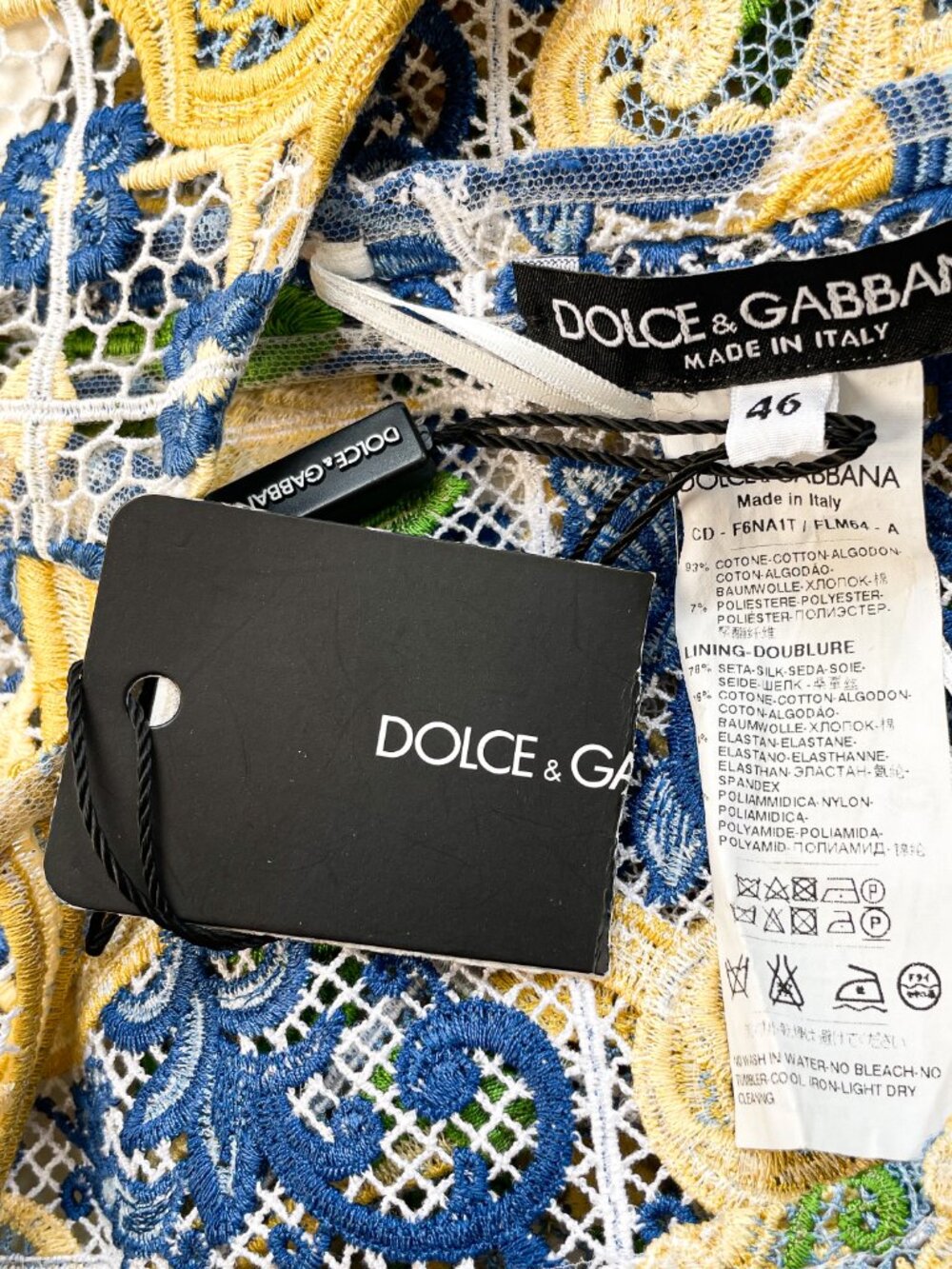 Dolce & Gabbana Majolica Guipure Lace Dress Blue Yellow Size IT 46 US 10 NEW NWT - Picture 8 of 12